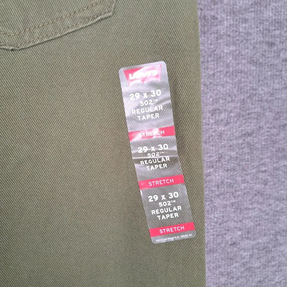 Levi's 502 Regular Taper Warp Stretch Olive‎ Green Pants 29x28* NWT